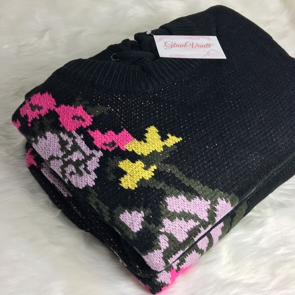 Floral Jacquard Sweater with Back Drawstring - Picture 2 of 7